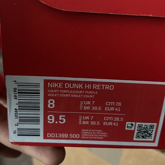 Nike Dunk High Retro Court purple / Lakers size 8 - Picture 3 of 3